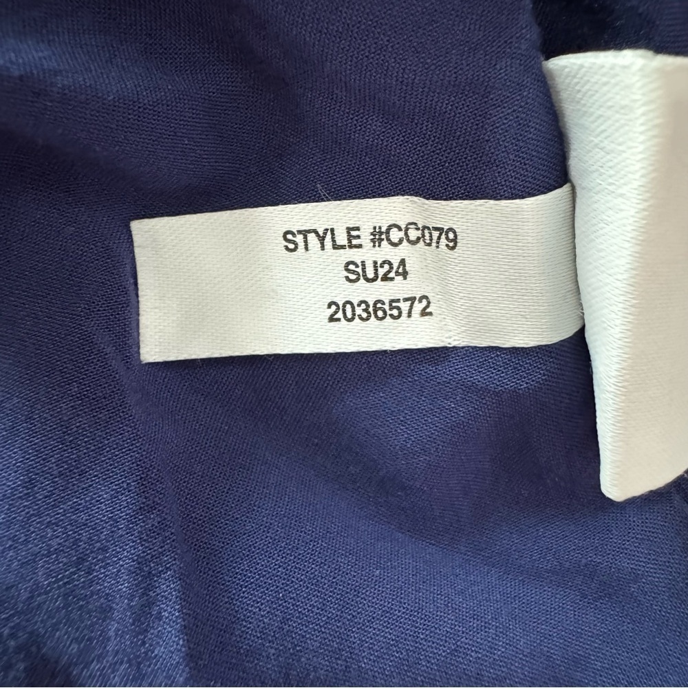 J.Crew Claudia Linen Navy Dress Buttons Front Straps Tennis Prep Large Tall - Picture 11 of 11